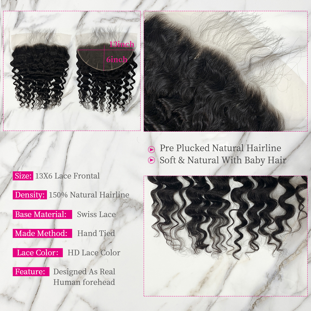 Natural Black Color Pineapple Wave 3 Bundles with 13*6 Lace Frontal