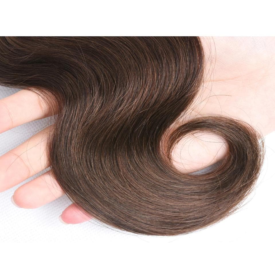 Natural #4 Color Body Wave 4 Bundles with 13*4 Lace Frontal
