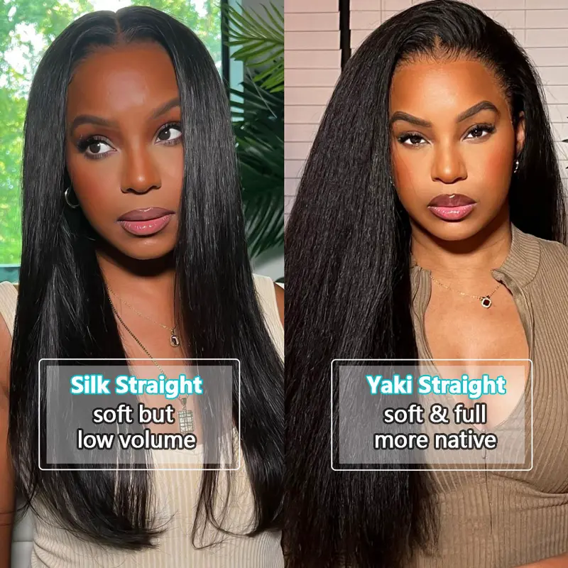 10″ – 36″ Natural Black Color Yaki Straight Human Hair 360 Lace Wig