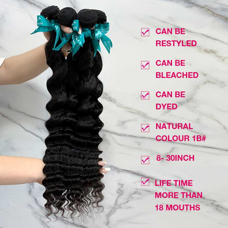 Natural Black Color Pineapple Wave 4 Bundles with 5*5 Lace Closure