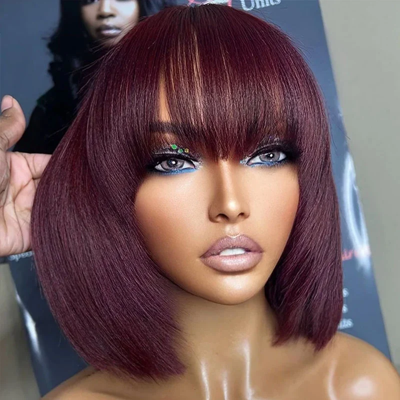10″ – 14″ 99J Color Bob Human Hair Machine Made Wig