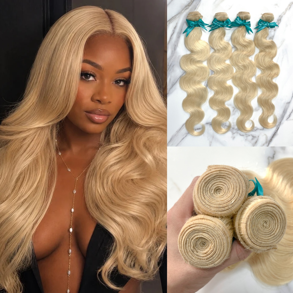 4 Bundles 10″ – 40″ #613 Color Body Wave Human Hair Bundle