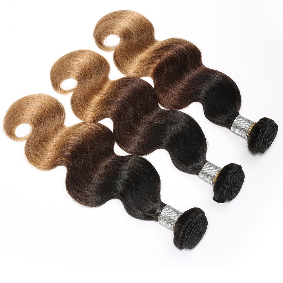 3 Bundles 10″ – 40″ Ombre Color 1b/4/27 Body Wave Human Hair Bundle