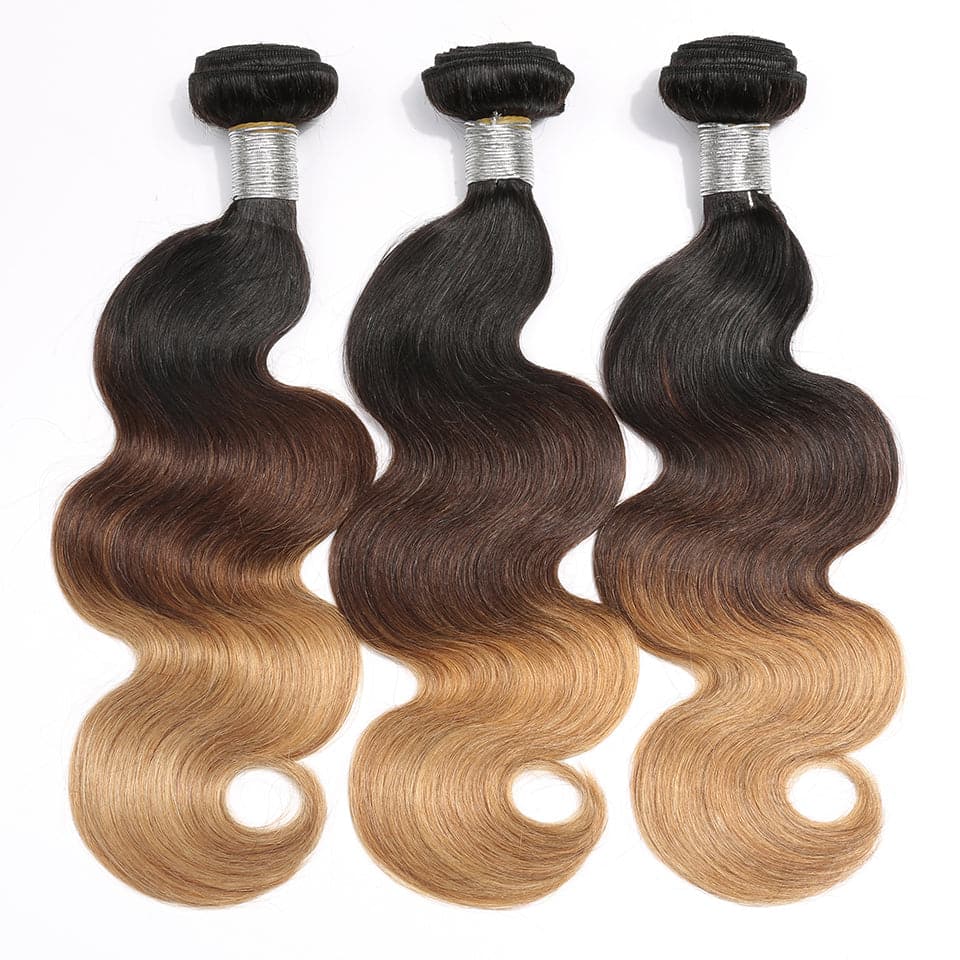 3 Bundles 10″ – 40″ Ombre Color 1b/4/27 Body Wave Human Hair Bundle