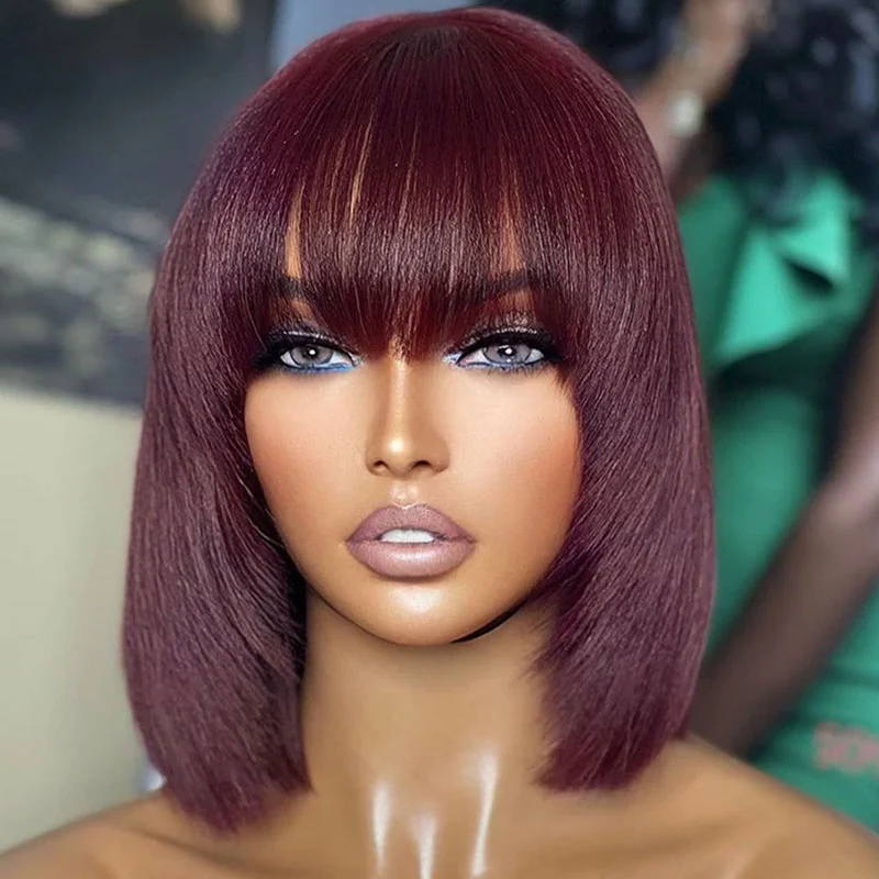10″ – 14″ 99J Color Bob Human Hair Machine Made Wig