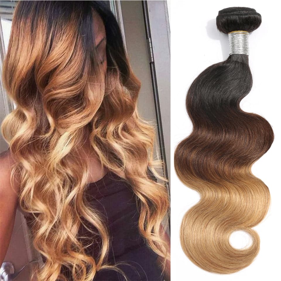 3 Bundles 10″ – 40″ Ombre Color 1b/4/27 Body Wave Human Hair Bundle