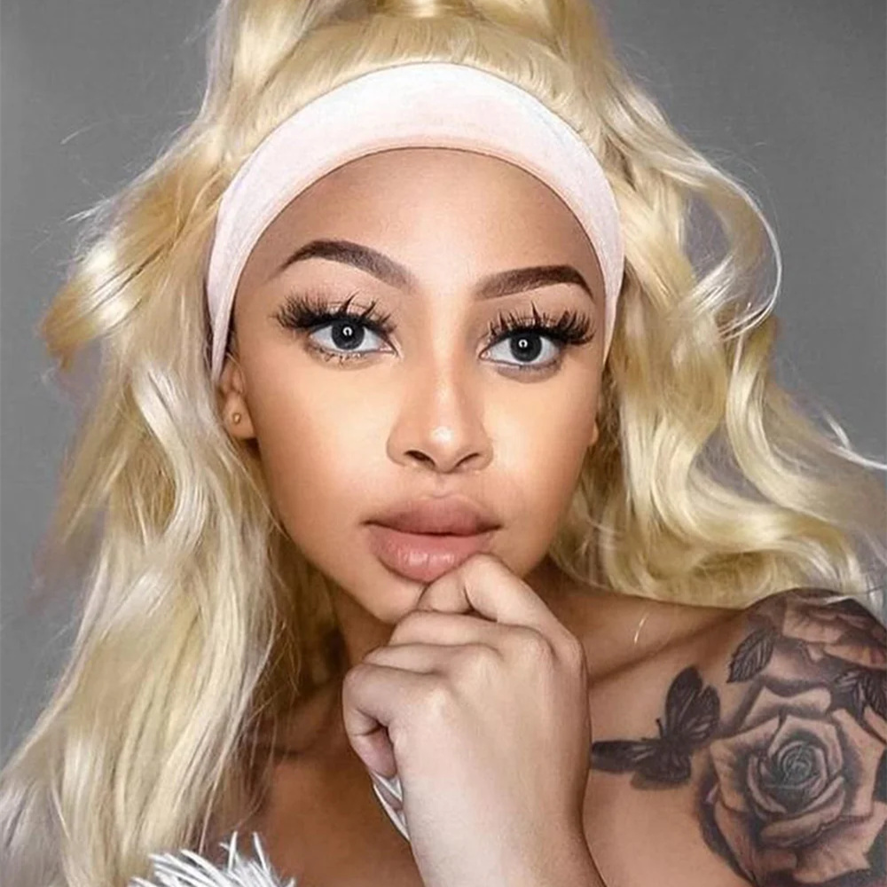 10″ – 40″ #613 Color Straight/Body Wave Human Hair Headband Wig