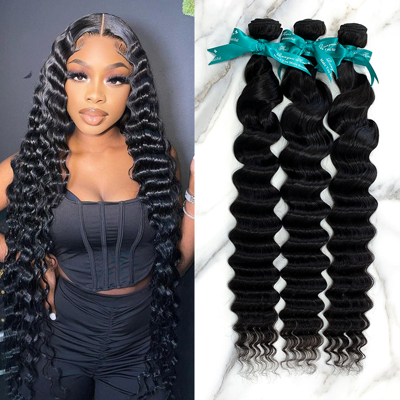 3 Bundles 10″ – 40″ Natural Black Color Pineapple Wave Human Hair Bundle
