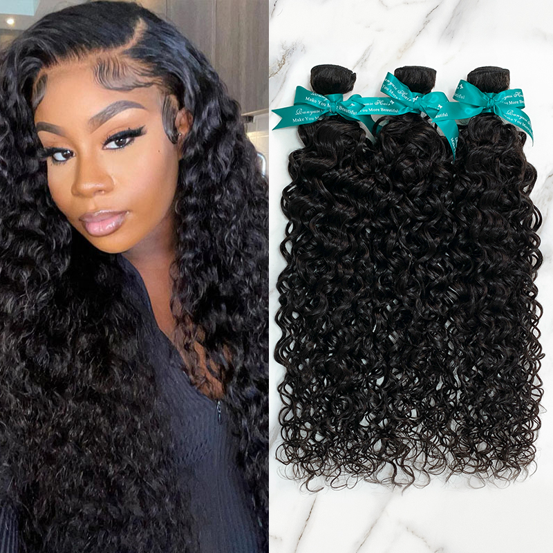 3 Bundles 10″ – 40″ Natural Black Color Water Wave Human Hair Bundle