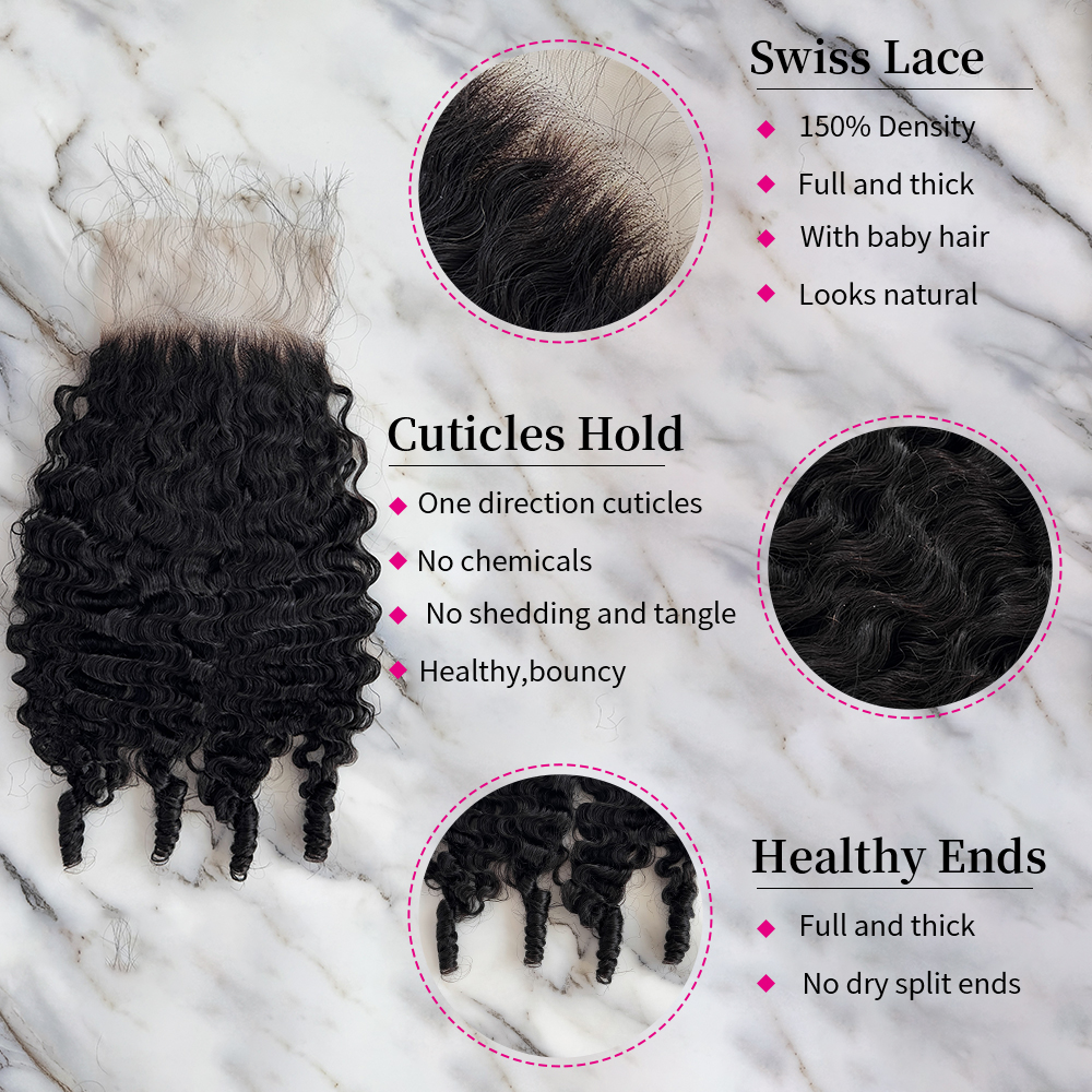 10″ – 20″ Natural Black Color Burmese Wave Human Hair 5*5 Lace Closure