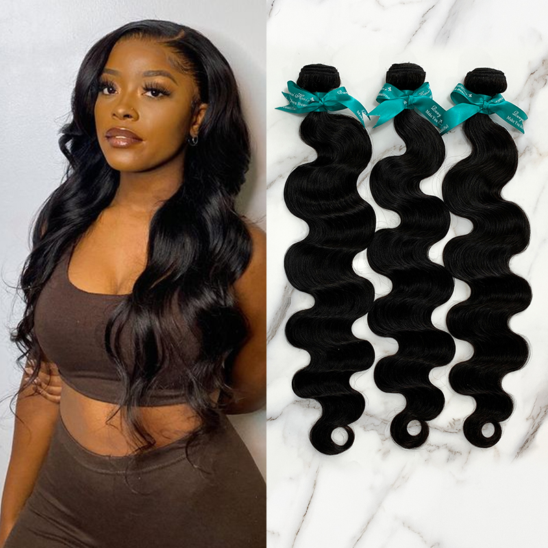 3 Bundles 10″ – 40″ Natural Black Color Body Wave Human Hair Bundle