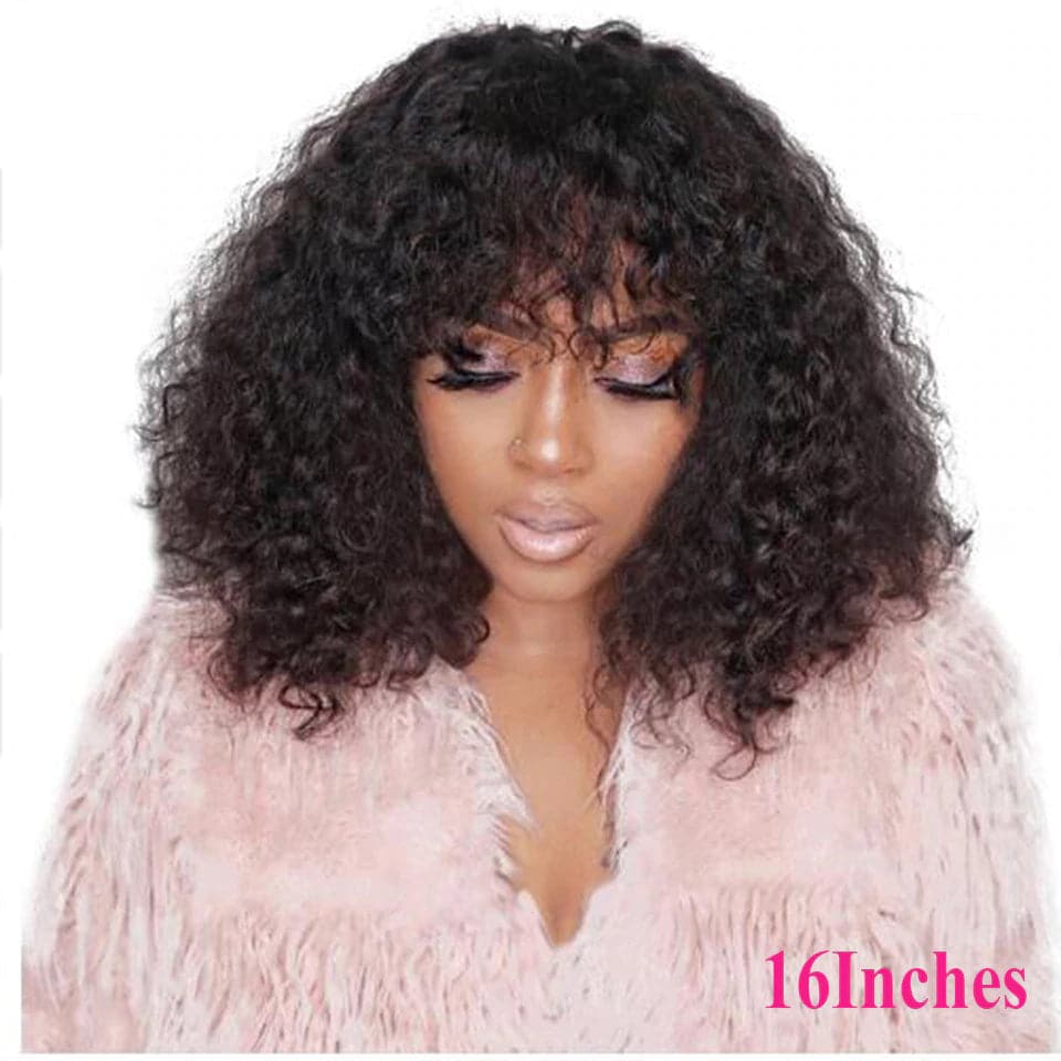 10″ – 40″ Natural Black Color Deep Wave Human Hair Machine Made Wig