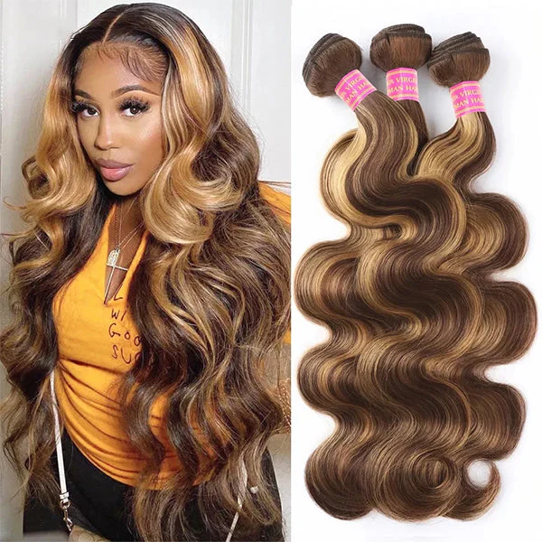 3 Bundles 10″ – 40″ HighlightColor Body Wave Human Hair Bundle