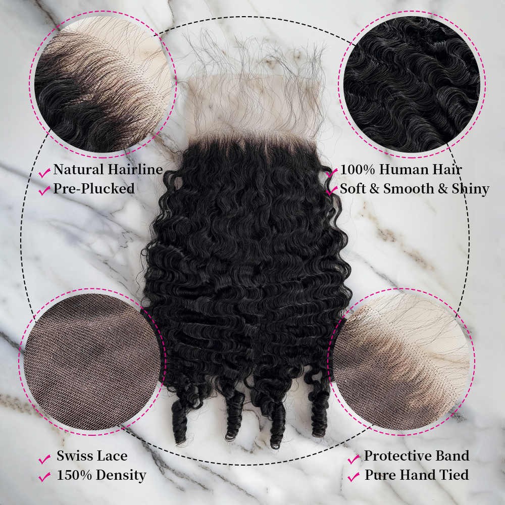 10″ – 20″ Natural Black Color Burmese Wave Human Hair 5*5 Lace Closure
