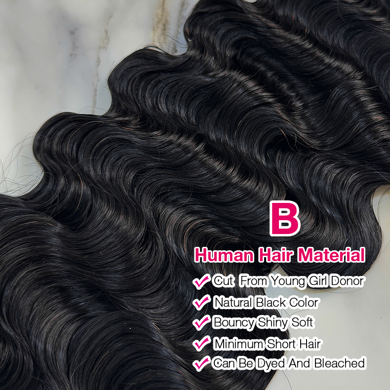 10″ – 40″ Natural Black Color Burmese Wave Human Hair Bundle