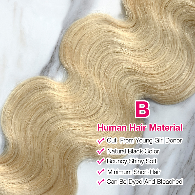 4 Bundles 10″ – 40″ #613 Color Body Wave Human Hair Bundle