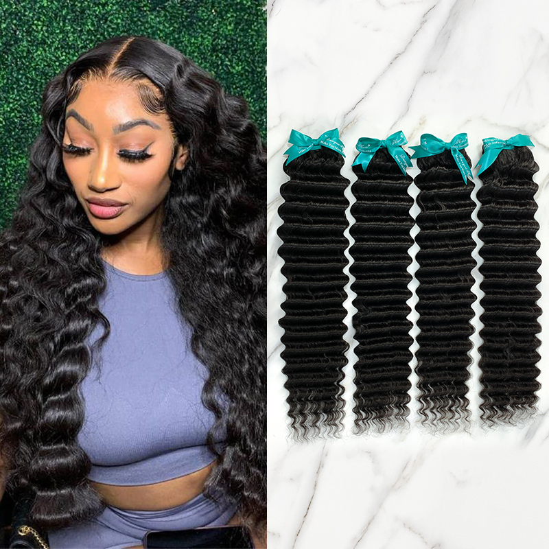 4 Bundles 10″ – 40″ Natural Black Color Deep Wave Human Hair Bundle