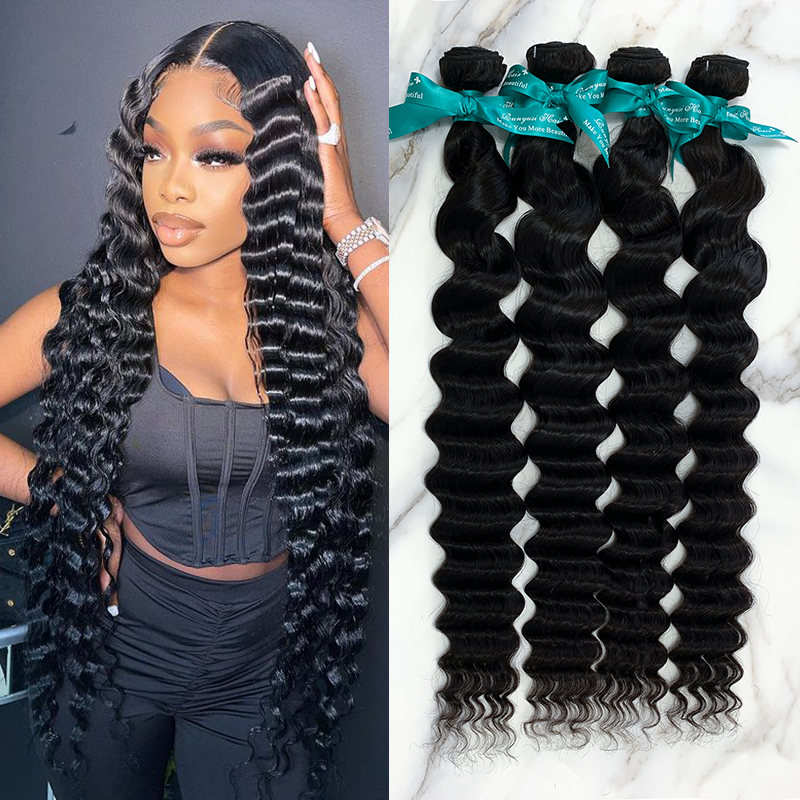 4 Bundles 10″ – 40″ Natural Black Color Pineapple Wave Human Hair Bundle