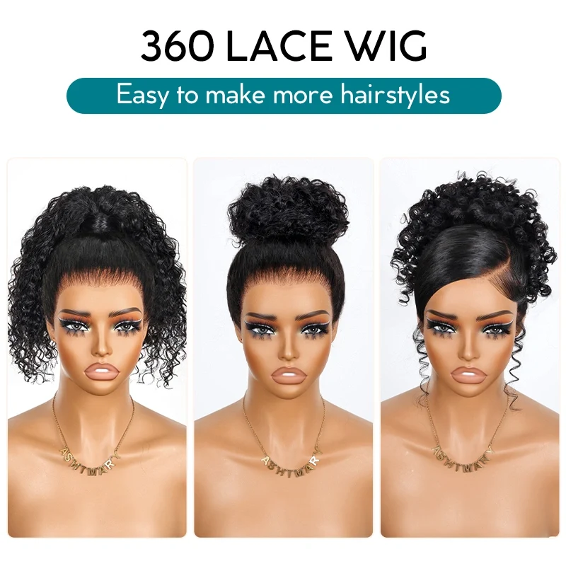 10″ – 36″ Highlight Color Water Wave Human Hair 360 Lace Wig