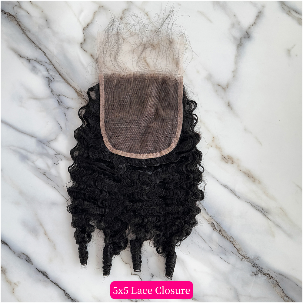 10″ – 20″ Natural Black Color Burmese Wave Human Hair 5*5 Lace Closure