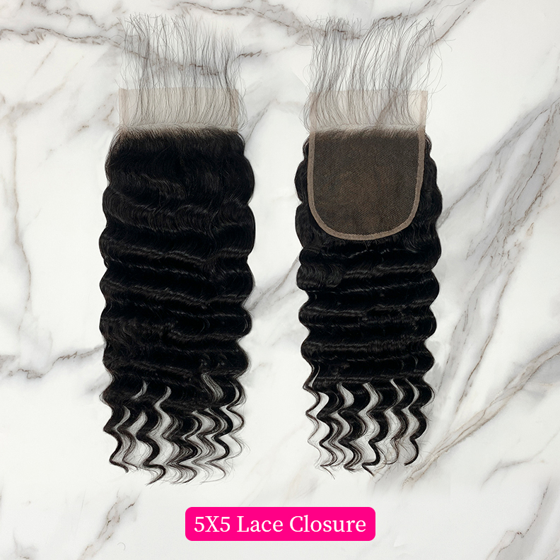 Natural Black Color Pineapple Wave 4 Bundles with 5*5 Lace Closure