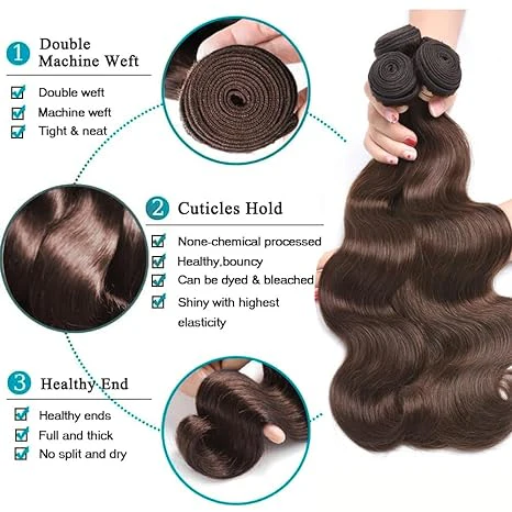 3 Bundles 10″ – 40″ #4 Color Body Wave Human Hair Bundle