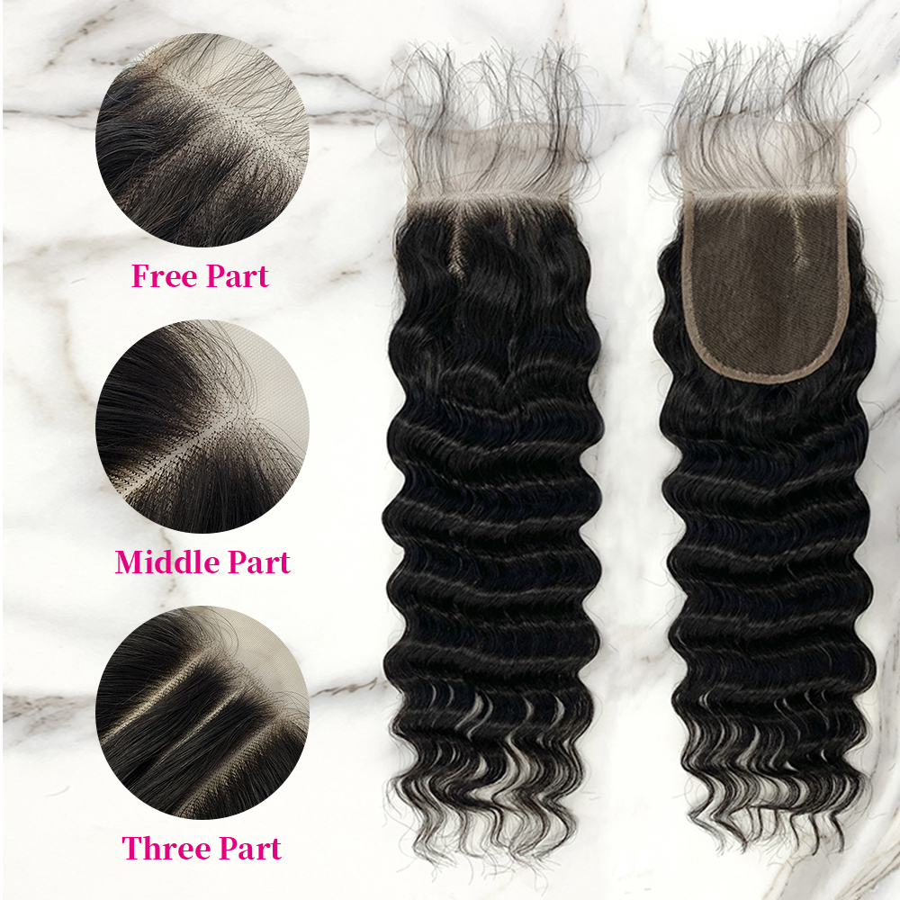 Natural Black Color Pineapple Wave 3 Bundles with 4*4 Lace Closure