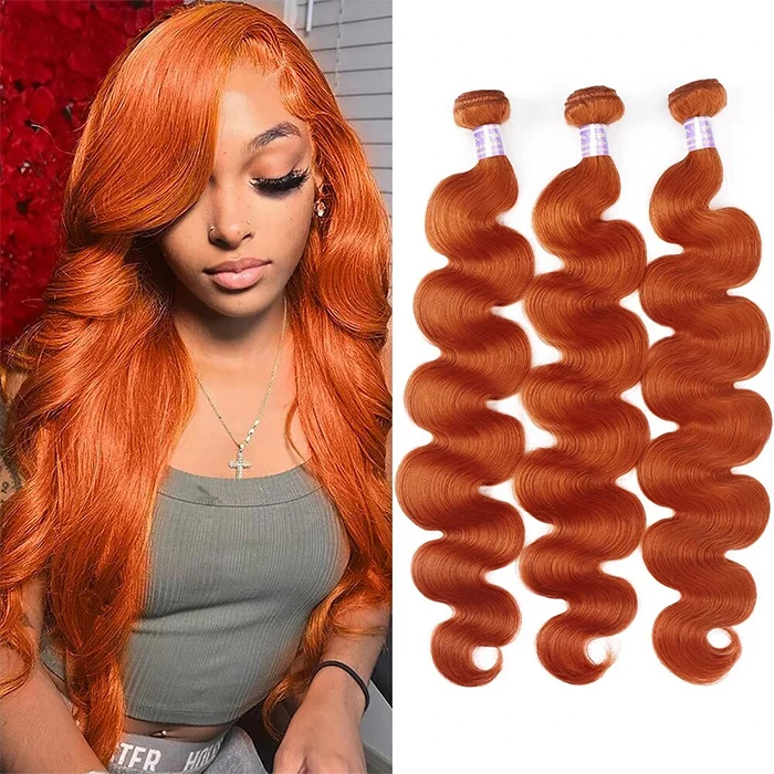 3 Bundles 10″ – 40″ #350 Ginger Body Wave Human Hair Bundle