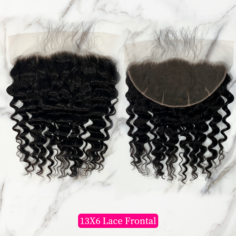 Natural Black Color Pineapple Wave 3 Bundles with 13*6 Lace Frontal