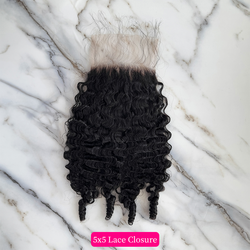 10″ – 20″ Natural Black Color Burmese Wave Human Hair 5*5 Lace Closure