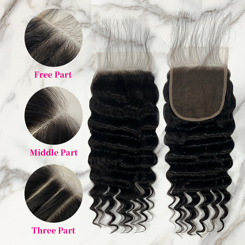 Natural Black Color Pineapple Wave 4 Bundles with 5*5 Lace Closure