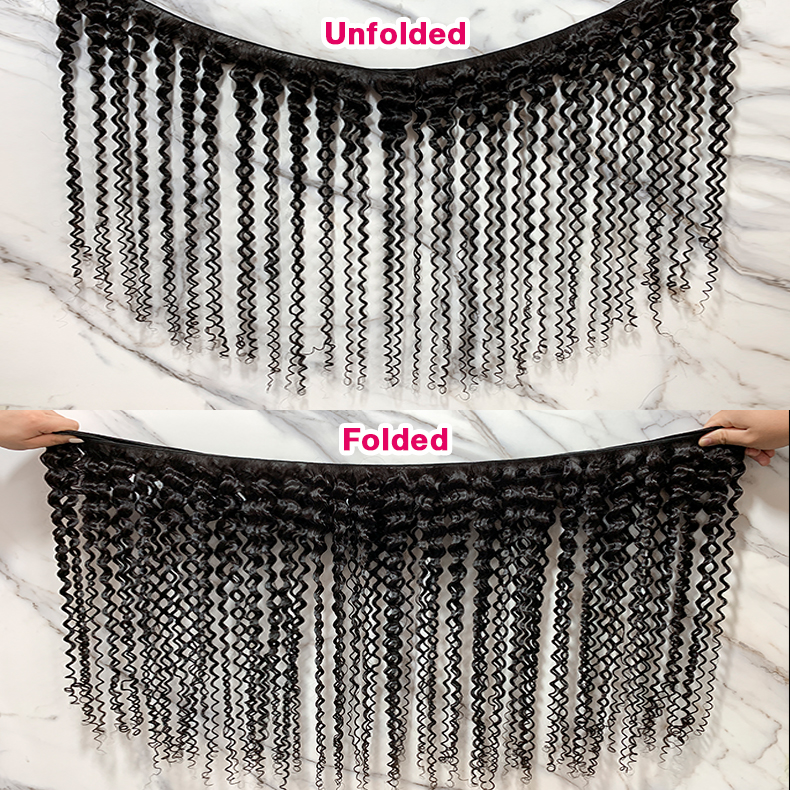 Natural Black Color Deep Curly 3 Bundles with 5*5 Lace Closure