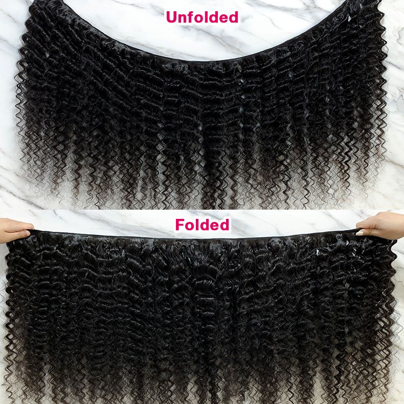 Natural Black Color Deep Wave 3 Bundles with 13*4 Lace Frontal