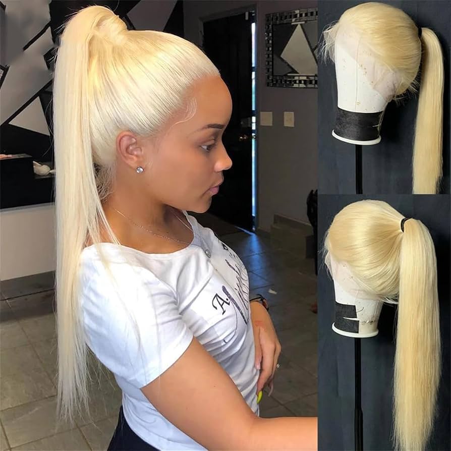 10″ – 30″  613 Blonde Color Straight Human Hair Full Lace Wig