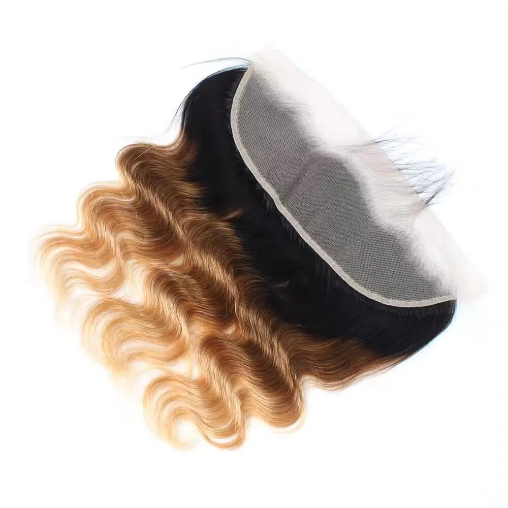 Ombre 1b/4/27 Body Wave 3 Bundles with 13*4 Lace Frontal