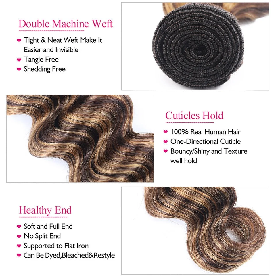 3 Bundles 10″ – 40″ Highlight Color Loose Deep Wave Human Hair Bundle