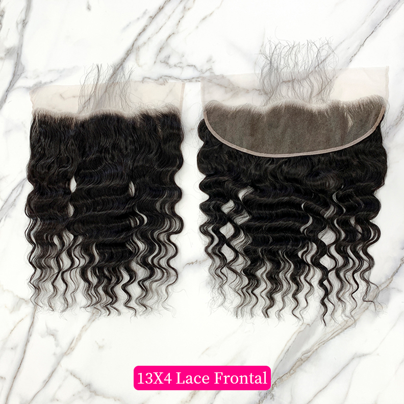 Natural Black Color Pineapple Wave 3 Bundles with 13*4 Lace Frontal