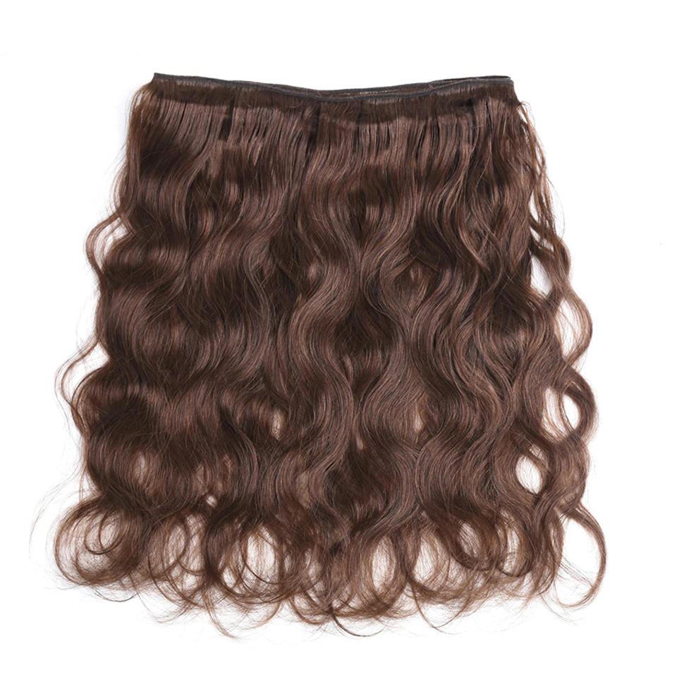 Natural #4 Color Body Wave 4 Bundles with 13*4 Lace Frontal