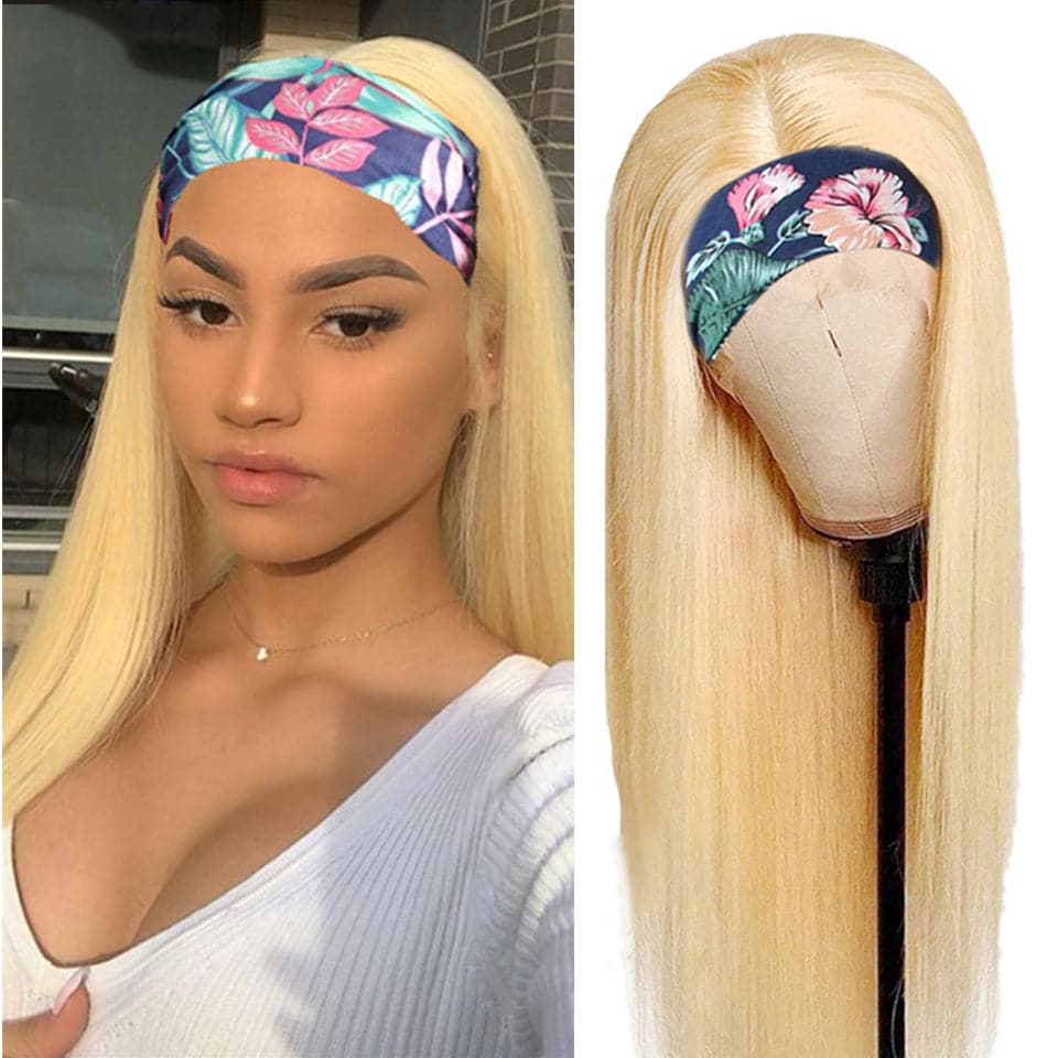 10″ – 40″ #613 Color Straight/Body Wave Human Hair Headband Wig