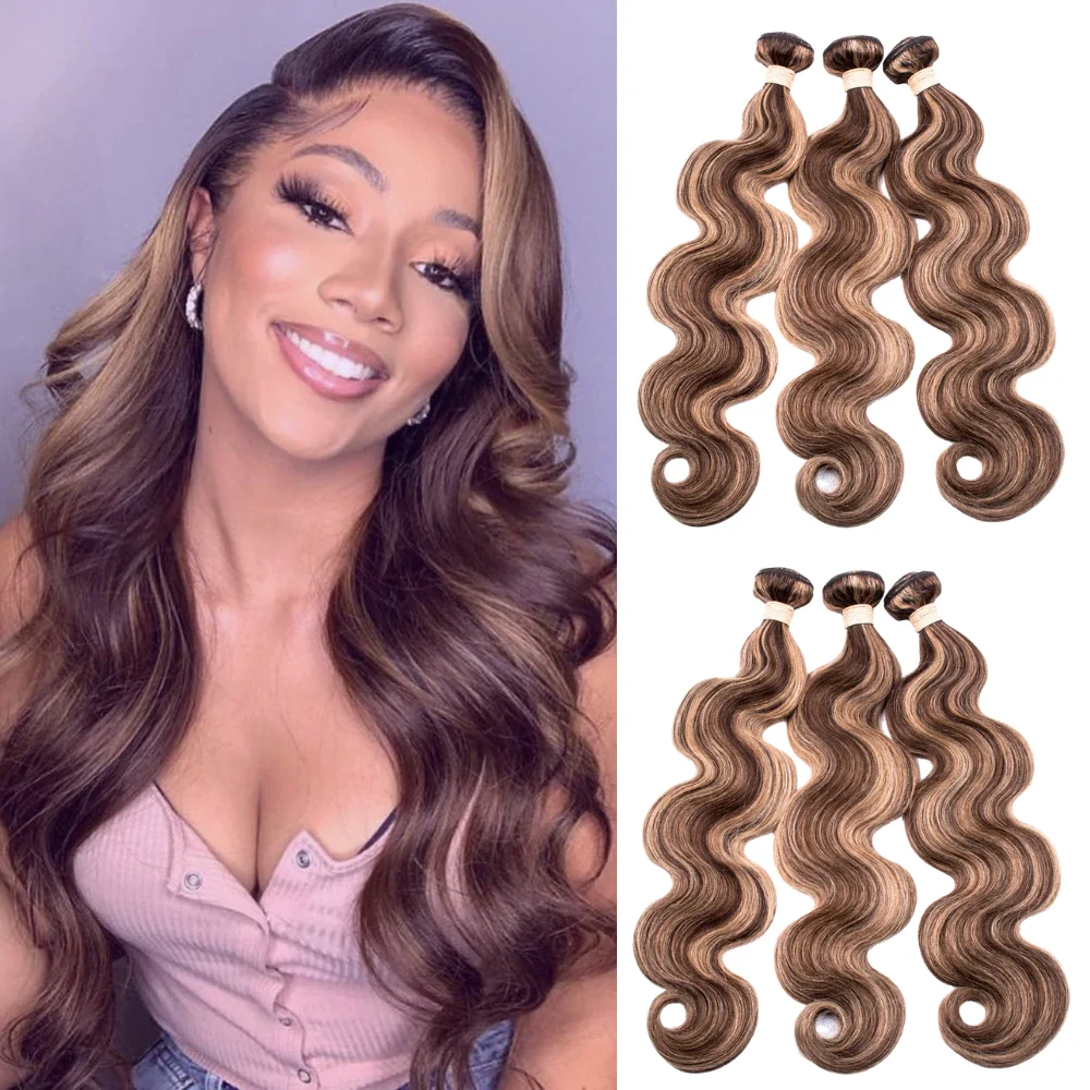 3 Bundles 10″ – 40″ HighlightColor Body Wave Human Hair Bundle