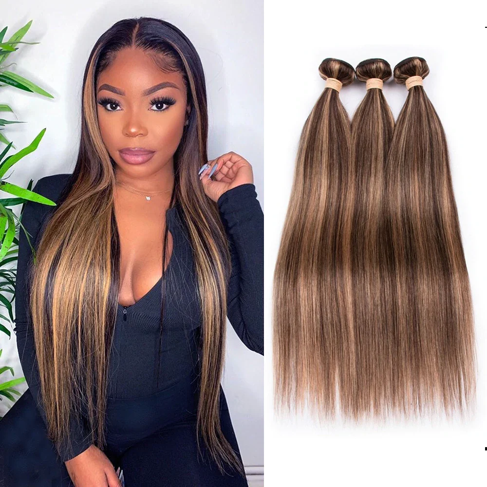 3 Bundles 10″ – 40″ Highlight Color Straight Human Hair Bundle