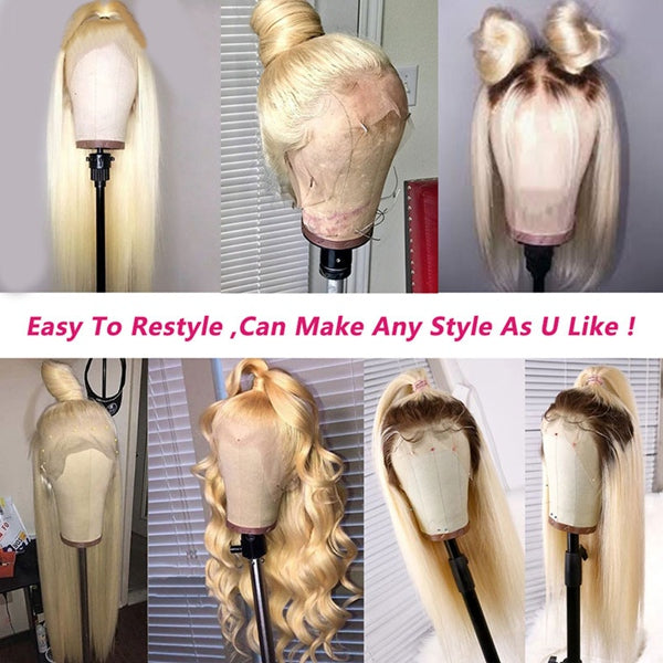 10″ – 40″ #1B/613 Ombre Color Body Wave Human Hair Lace Front Wig