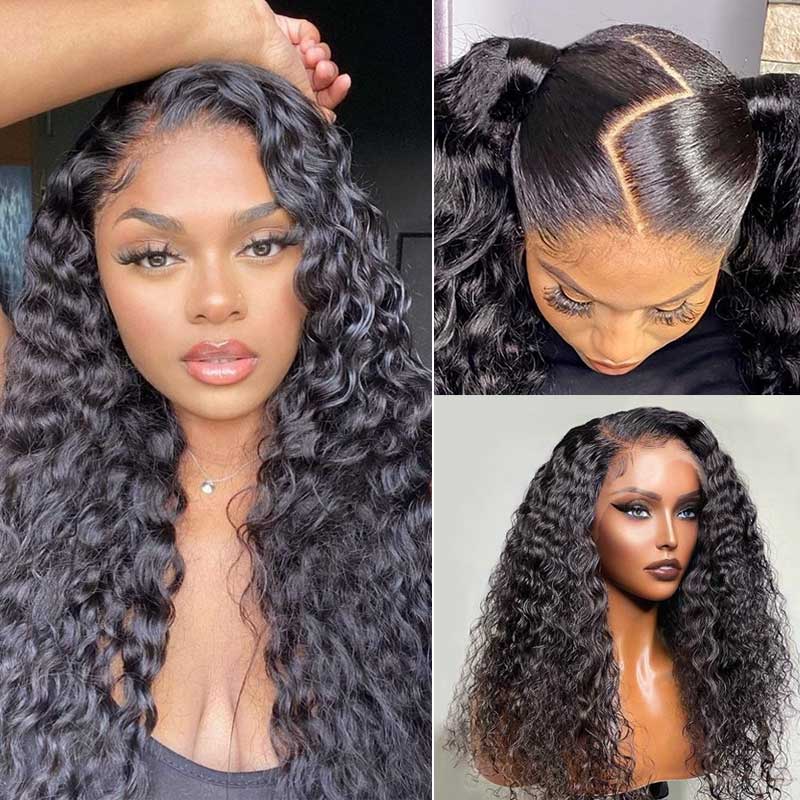 10″ – 30″ Natural Color Water Wave Human Hair Full Lace Wig