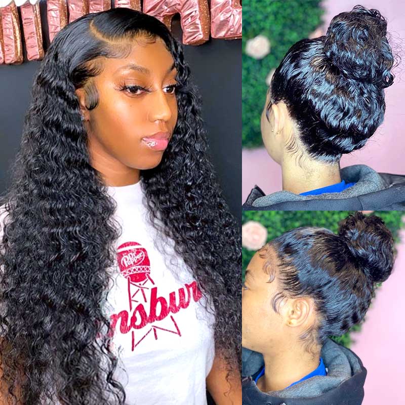 10″ – 30″ Natural Color Deep Wave Human Hair Full Lace Wig