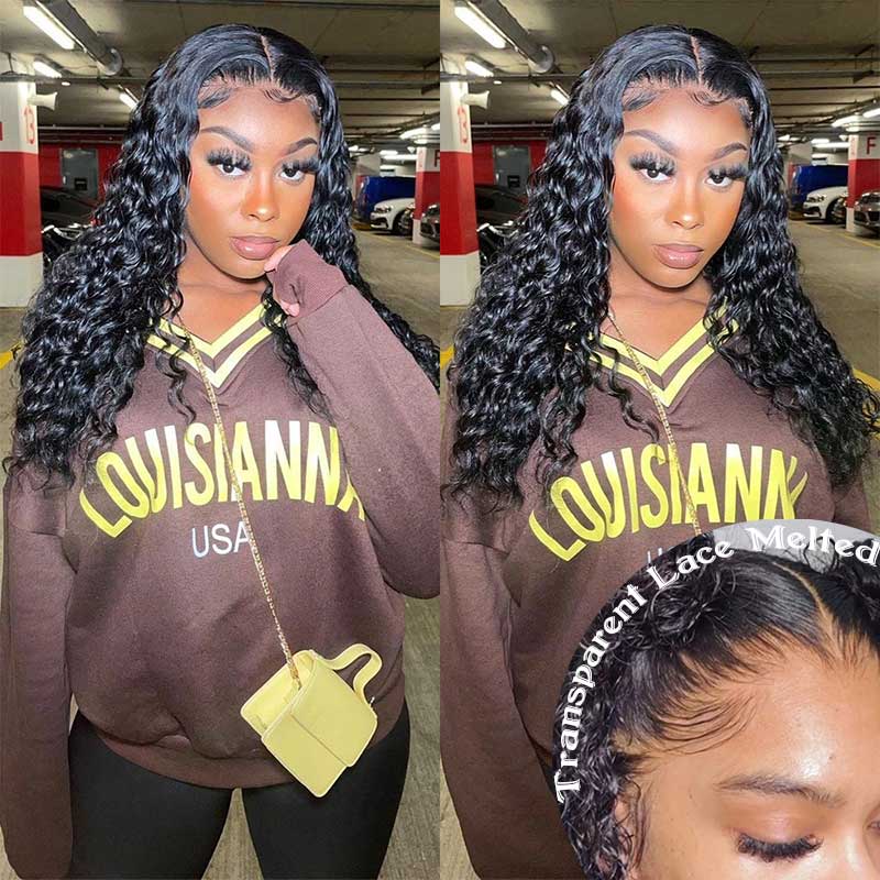 10″ – 30″ Natural Color Water Wave Human Hair Full Lace Wig