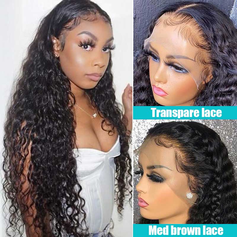 10″ – 30″ Natural Color Water Wave Human Hair Full Lace Wig