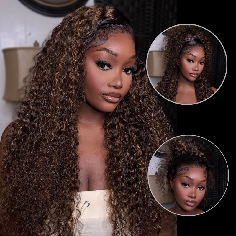10″ – 36″ Highlight Color Water Wave Human Hair 360 Lace Wig