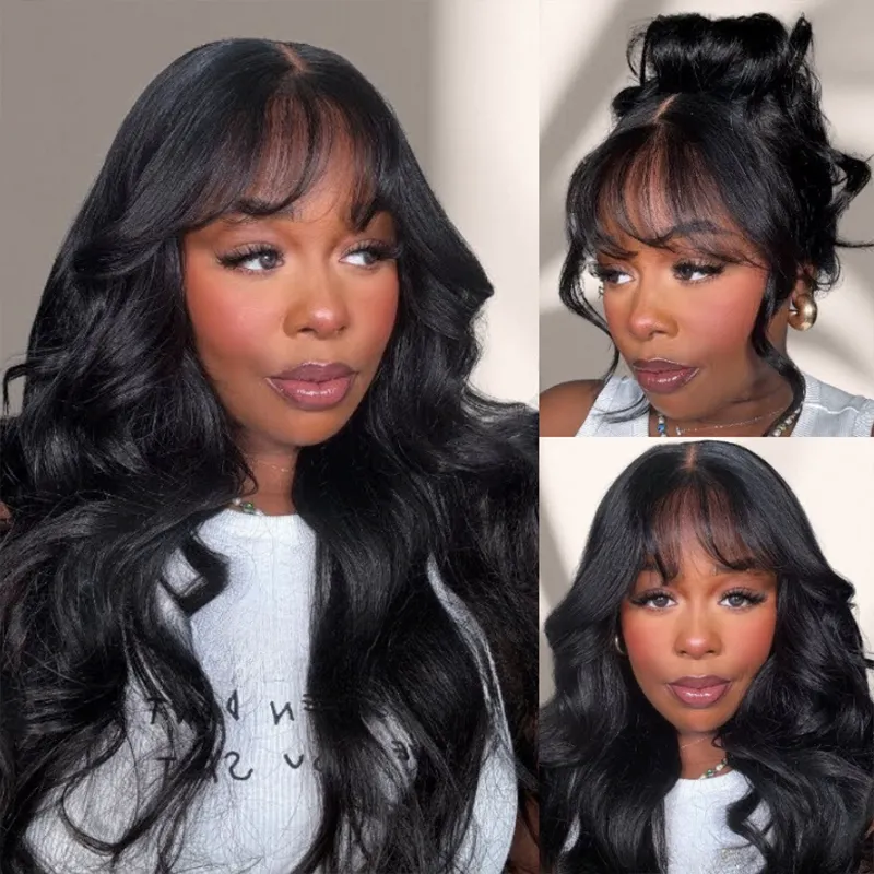 10″ – 36″ Natural Black Color Body Wave Human Hair 360 Lace Wig