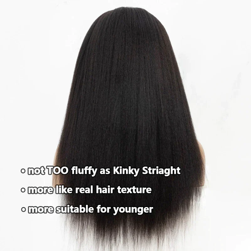 10″ – 36″ Natural Black Color Yaki Straight Human Hair 360 Lace Wig