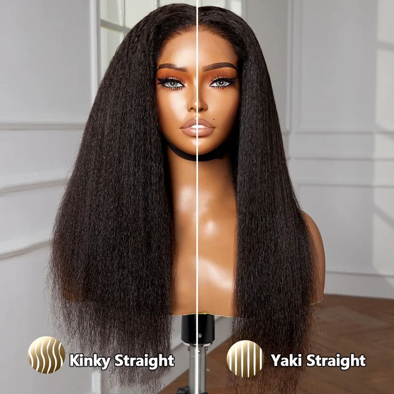 10″ – 36″ Natural Black Color Yaki Straight Human Hair 360 Lace Wig
